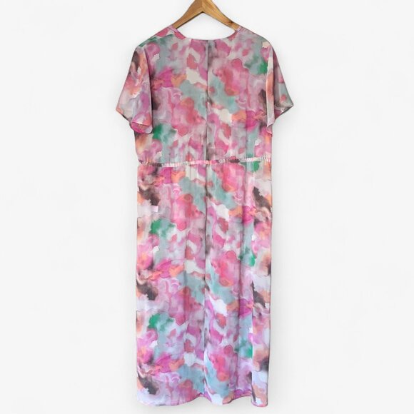 Torrid Sheer Textured Chiffon Kimono Duster in Watercolor Tie-Dye Print Size 10 - Picture 9 of 12